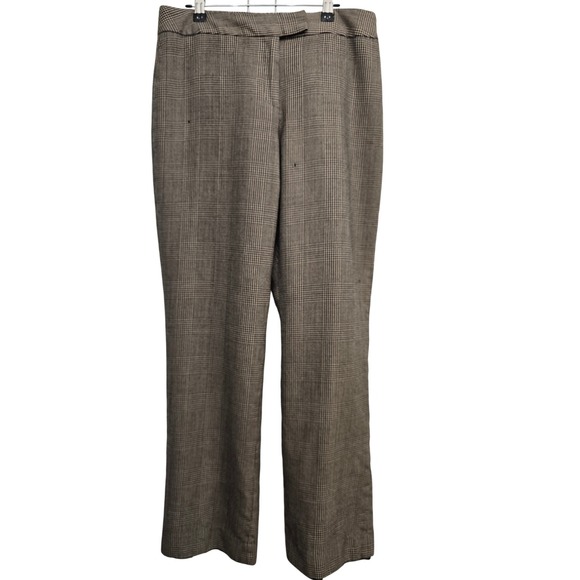 Pendleton Brown Plaid Wool Blend Straight Leg Trousers Career Pants Size 8 - Picture 1 of 13